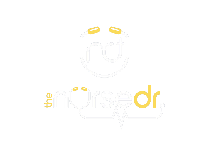 Logo for The Nurse Dr featuring stylized text with a heartbeat line.
